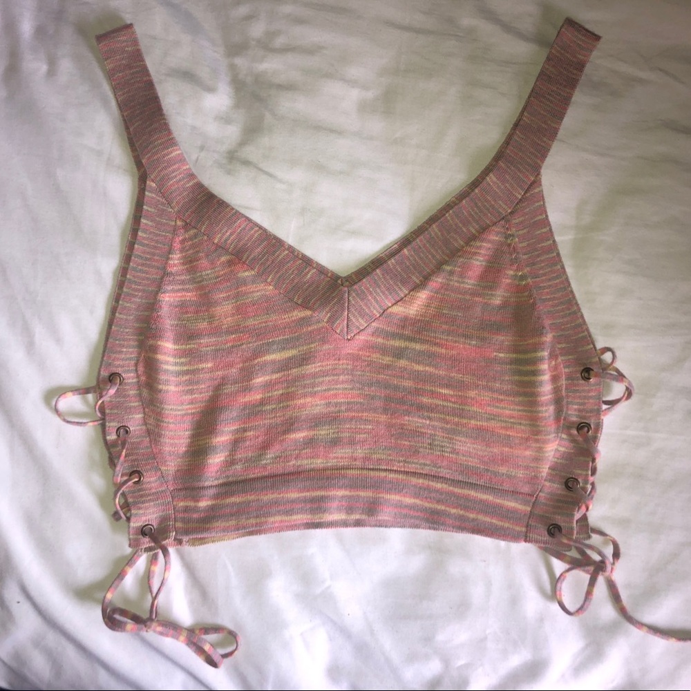 BCBG NWOT Multicolor Crop Tie Top